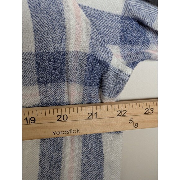 Rails Dylan Crop Top Size L Flannel Blue White Long Sleeve Button Up Pockets - Picture 9 of 10